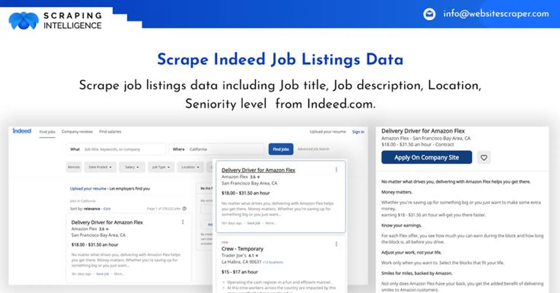 Indeed Jobs Data Scraper - Scraping Intelligence

Looking for a game-changer in your job search? Say hello to the "Indeed Jobs Data Scraper"! 🌟 This nifty tool is a game-changer for job seekers. It's your secret weapon to unearth hidden job opportunities. With a few clicks, it scours Indeed's vast database, delivering a treasure trove of job listings tailored to your preferences. Whether you're hunting for remote gigs, specific industries, or dream positions, this scraper has you covered. Say goodbye to endless scrolling and hello to efficiency. It's time to level up your job hunt with Indeed Jobs Data Scraper! 🚀 #JobSearch #CareerAdvancement #TechTools

Read More - https://www.websitescraper.com/indeed-job-listing-data-scraper.php