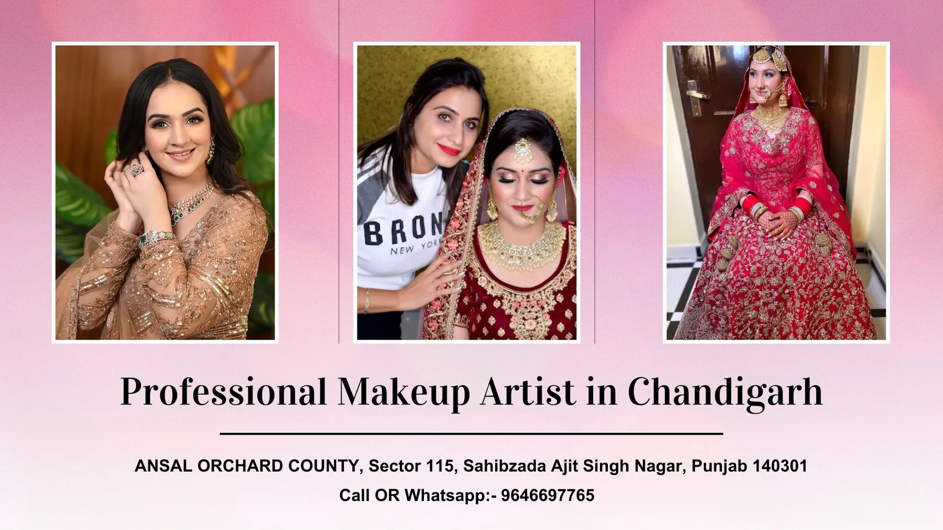 Elevate your beauty experience with Payal Chhabra Makeovers, your ultimate destination for transformation. As a leading professional makeup artist in Chandigarh, Payal Chhabra brings forth a symphony of colors and brushes to craft a masterpiece on your canvas.

Step into the world of elegance and sophistication, where your desires merge with Payal's skills, creating timeless and captivating beauty narratives. Trust Payal Chhabra Makeovers to redefine your beauty journey in Chandigarh. https://g.co/kgs/7eMr4B