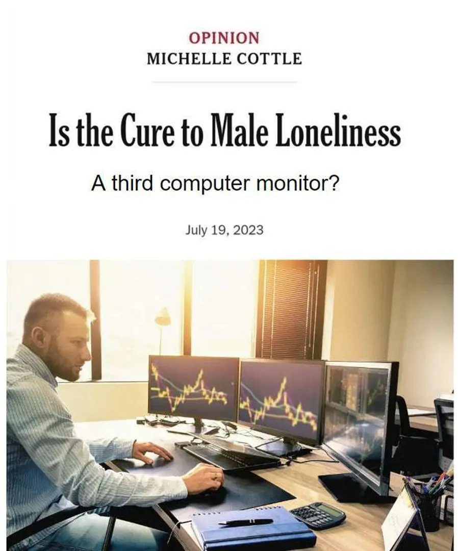 Good morning everyone! Happy Tuesday. My boyfriend sent this meme to me and joked he needed a third computer monitor. I don't know...To all the men and women on here, what do you guys think? Should I get him another monitor for fun? 