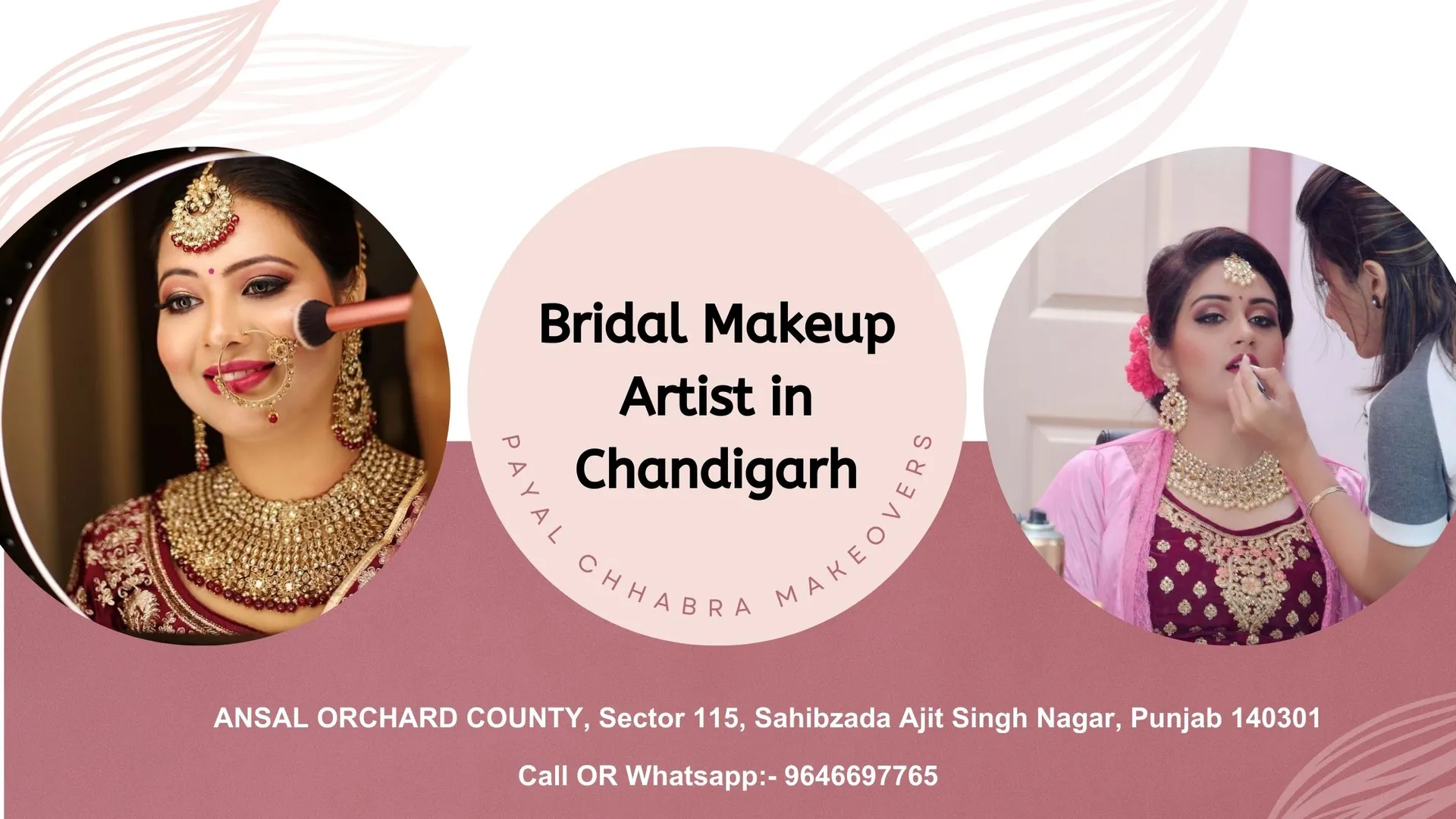 Discover your perfect bridal look with Payal Chhabra Makeovers, the premier bridal makeup artist in Chandigarh. As a highly skilled and creative makeup artist, Payal Chhabra is dedicated to making your wedding day extraordinary and memorable.

With a keen eye for detail and a passion for enhancing natural beauty, Payal crafts exquisite bridal makeovers that reflect your unique personality and style. From traditional to contemporary, she excels in creating diverse looks that leave every bride feeling confident and radiant.

Using top-quality products and innovative techniques, Payal ensures your makeup stays flawless throughout the day, capturing every cherished moment. Her personalized approach and warm demeanor create a comfortable and enjoyable experience, making you feel at ease on your special day.

For the ultimate bridal transformation, entrust your dreams to Payal Chhabra Makeovers, the go-to bridal makeup artist in Chandigarh. Book your appointment now and embrace the radiance of your inner beauty. https://g.co/kgs/7eMr4B

Payal Chhabra Makeovers
Contact Person Name:- Payal Chhabra
Phone no. 9646697765
Address:- ANSAL ORCHARD COUNTY, Sector 115, Sahibzada Ajit Singh Nagar, Punjab 140301
Website:- https://bit.ly/43LmPeW
Email:- payalchhabramakeovers@gmail.com