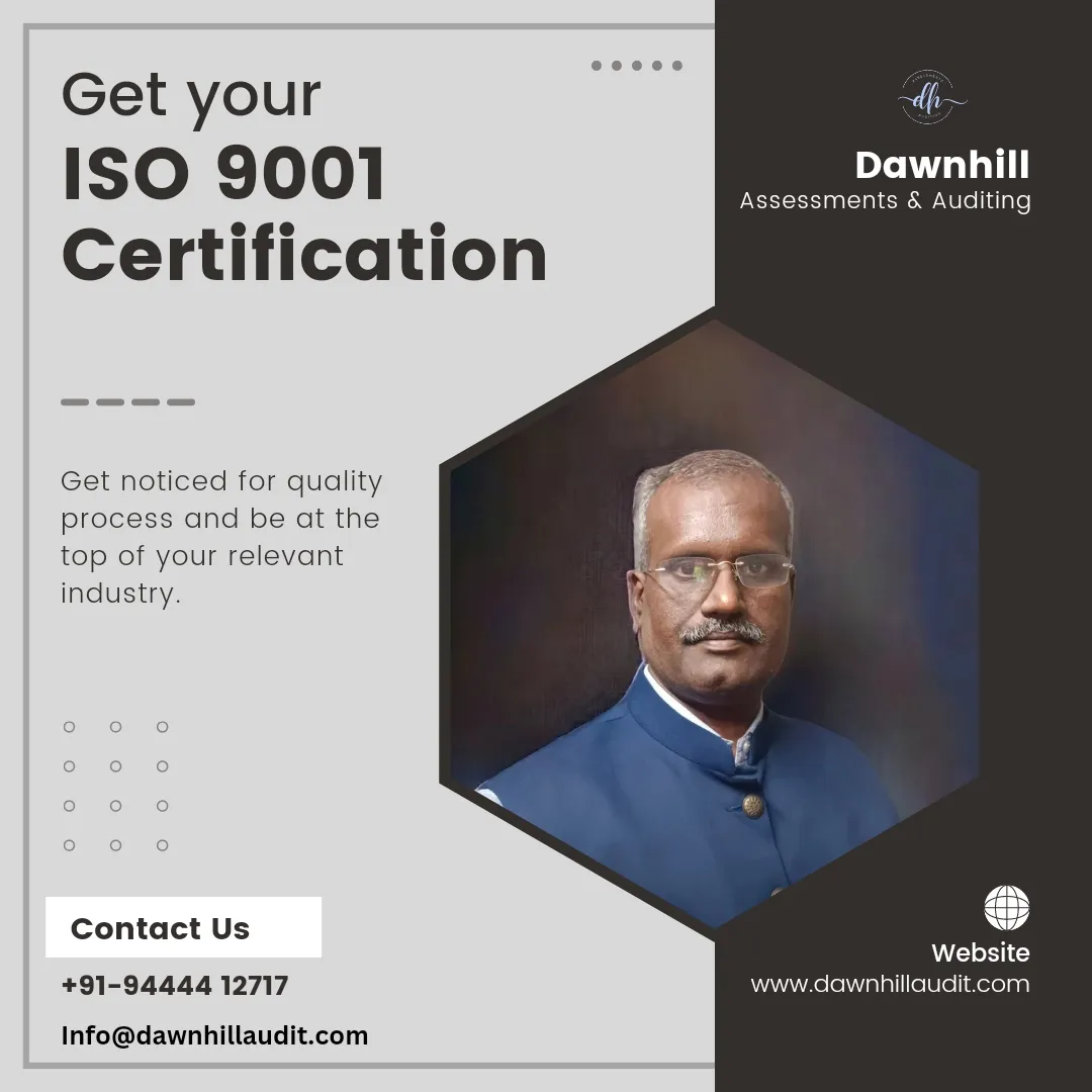 Dawnhill Assessments and Auditing, based in Chennai, is a distinguished ISO Standards consulting company. Renowned for its expertise, it assists businesses in achieving compliance with ISO standards through meticulous assessments and comprehensive auditing. With a proven track record, Dawnhill ensures organizations in various sectors maintain exceptional quality and operational excellence.