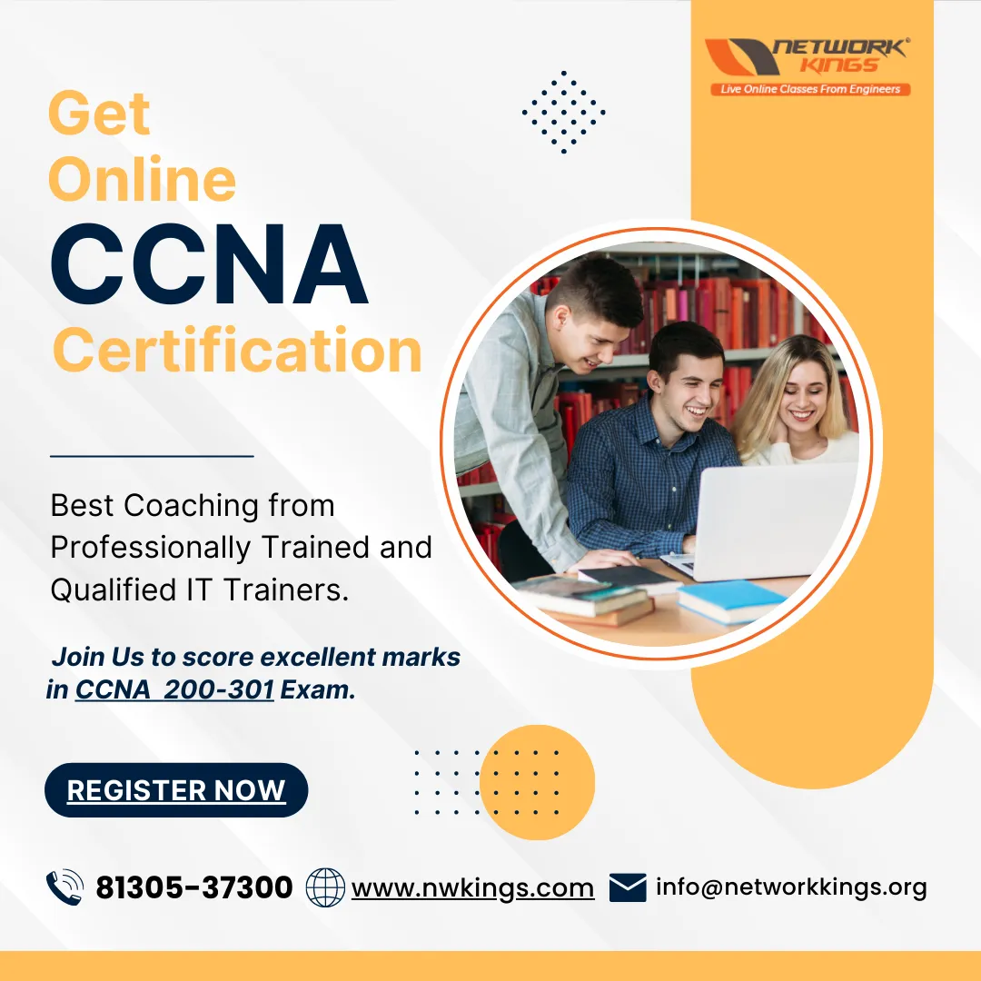 CCNA Course Online Training with Certification : 
Are you looking for a CCNA course? Network Kings offers a variety of CCNA courses and training programs to help you earn your CCNA certification.
The CCNA certification is a globally recognized credential that validates a network engineer's ability to configure, operate, and troubleshoot medium-sized routed and switched networks. To earn your CCNA, you must pass one exam that covers a broad range of networking topics. Our courses are taught by experienced instructors who have real-world experience working with Cisco technologies. Don't wait any longer, enroll in a Network Kings CCNA course today and start working towards your CCNA certification!
https://www.nwkings.com/courses/ccna