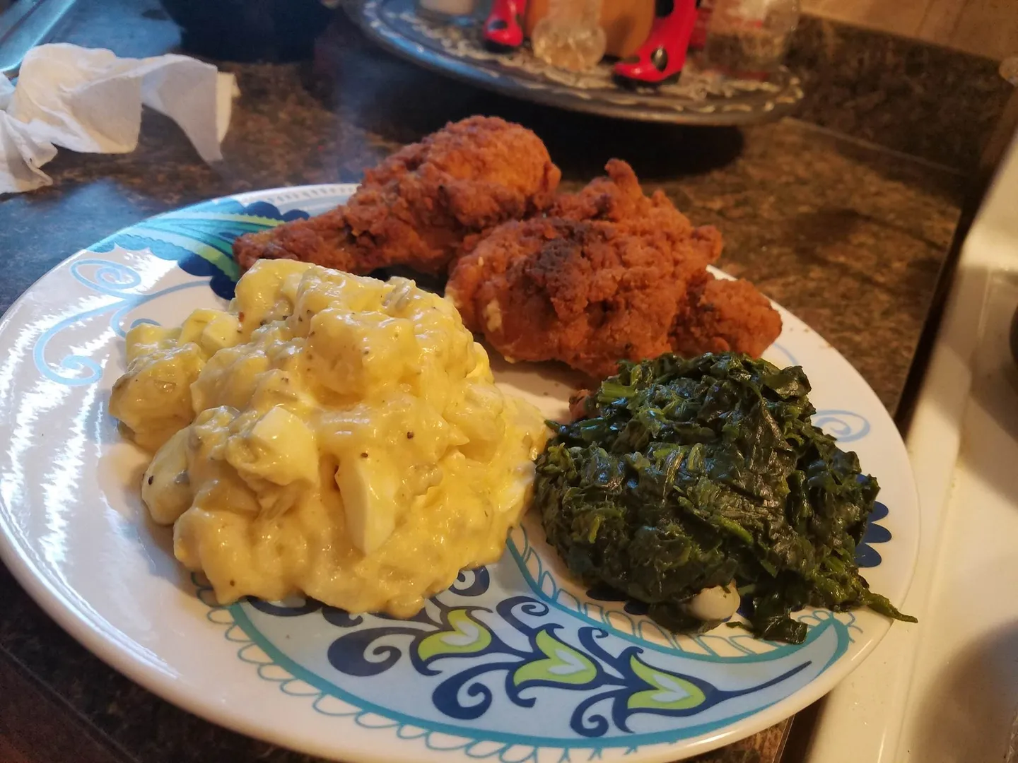 Chicken mac and greens