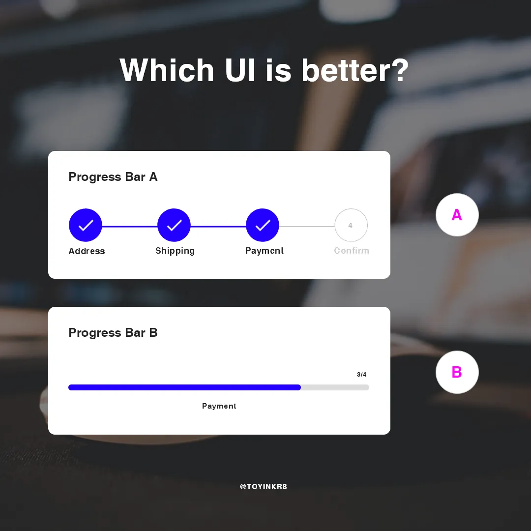 Which UI is better?
A 
or 
B
Please also give your reasons.