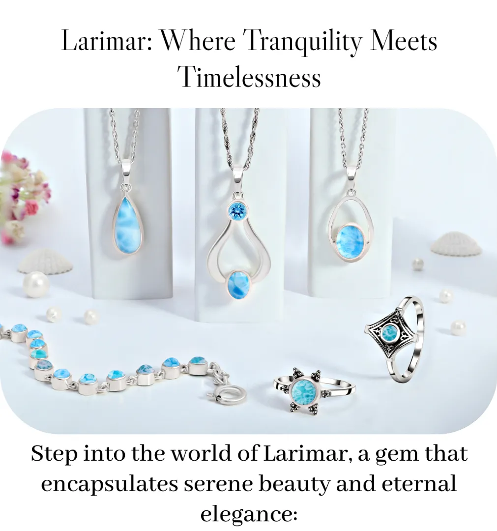 Larimar: Where Tranquility Meets Timelessness

Step into the world of Larimar, a gem that encapsulates serene beauty and eternal elegance:
The Blue Oasis: Larimar's enchanting blue hues are a mirror to the tranquil waters of the Caribbean, inviting calmness into your world.
A Geological Rarity: Mined exclusively in the Dominican Republic, Larimar's scarcity adds to its allure and value.
Harmony and Serenity: Adorning Larimar jewelry is like wearing the essence of the sea – a reminder of nature's soothing embrace.
Communication Catalyst: Larimar is believed to enhance communication, making it an ideal gemstone for fostering understanding and connection.
Unique Jewelry: Each Larimar piece is one-of-a-kind, ensuring that the gem's individuality resonates with your own.
Larimar Rings: Symbolize timeless commitment with a Larimar ring. Let its soothing energy infuse your journey together.
Crystal Clear Energy: Larimar's energy promotes emotional healing, stress reduction, and a sense of harmony with the universe.
Artisanal Craft: Skilled artisans shape Larimar with precision, transforming raw stone into wearable art that carries the whispers of the ocean.
Gift of Tranquility: Share the gift of Larimar jewelry to convey serenity, love, and well-being to someone special.
Caring for Larimar: Keep its brilliance intact by storing it separately and cleaning it gently with a soft cloth and mild soap.

Visit: https://www.rananjayexports.com/gemstones/larimar