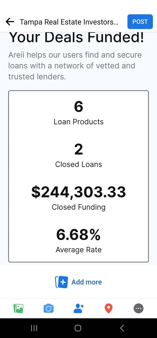 Hey I just wanted to share some cool news, we at Areii helped our first user get the capital they needed to buy their first investment property! We help even our free users get connected to vetted and trusted sources of capital. If you are looking for funding for your first or next deal, check us out. We are primarily central florida based right now but can help anyone in the US. Www.areii.io
