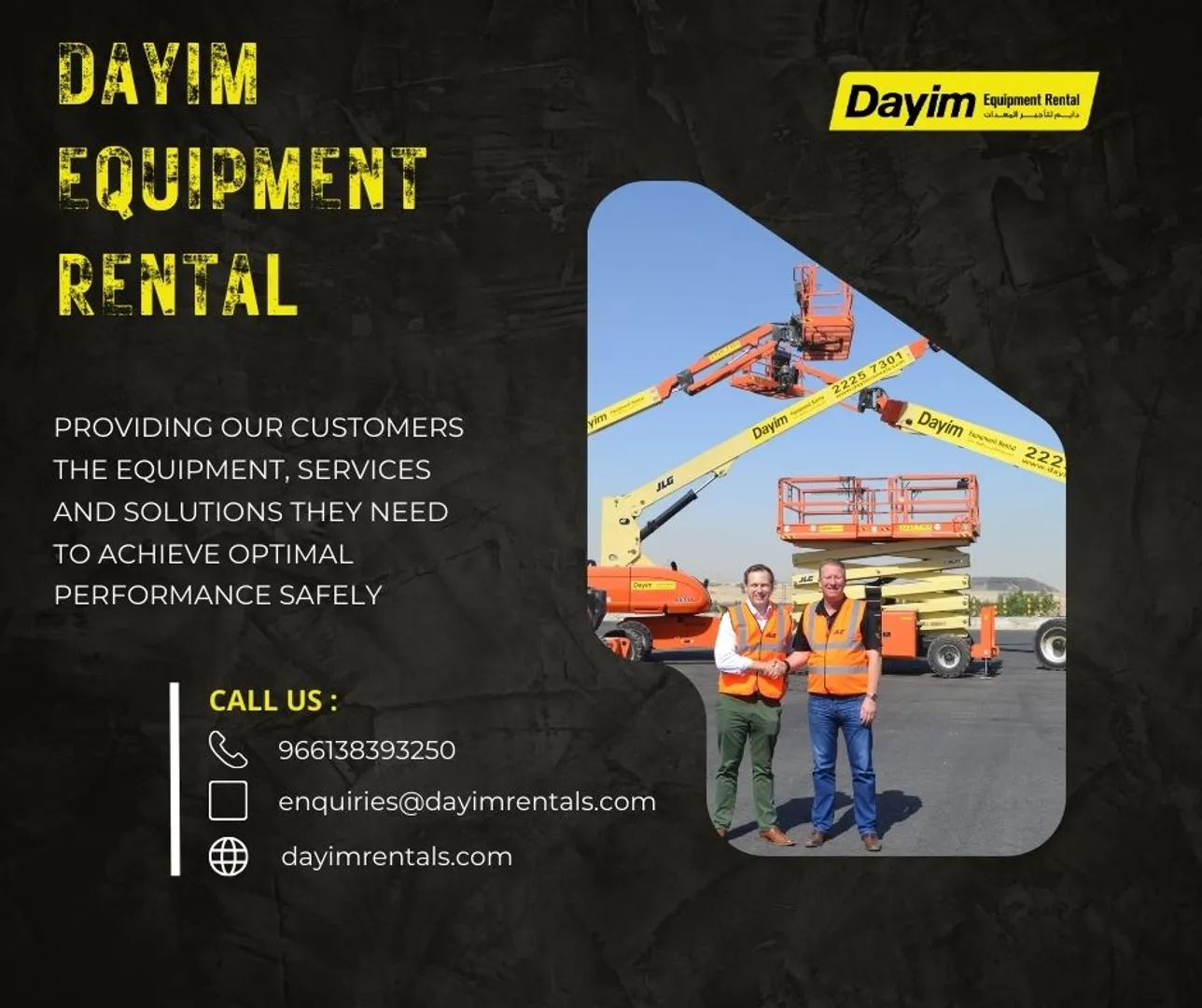Best Access Platform Rental

Access platforms give workers a temporary or permanent way to work at various heights. They come in a variety of configurations and are featured in jobs ranging from utility maintenance to grain processing. we are here to giving o service for access platform rental. 

https://dayimrentals.com/