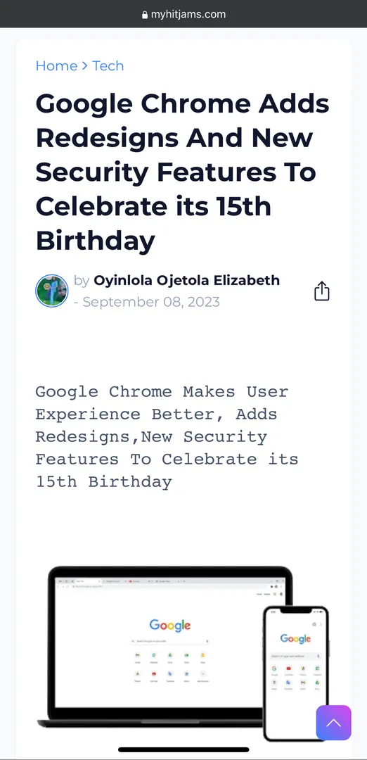 Google Chrome Makes User Experience Better, Adds Redesigns,New Security Features To Celebrate its 15th Birthday 

https://www.myhitjams.com/2023/09/google-chrome-adds-redesigns-and-new_8.html