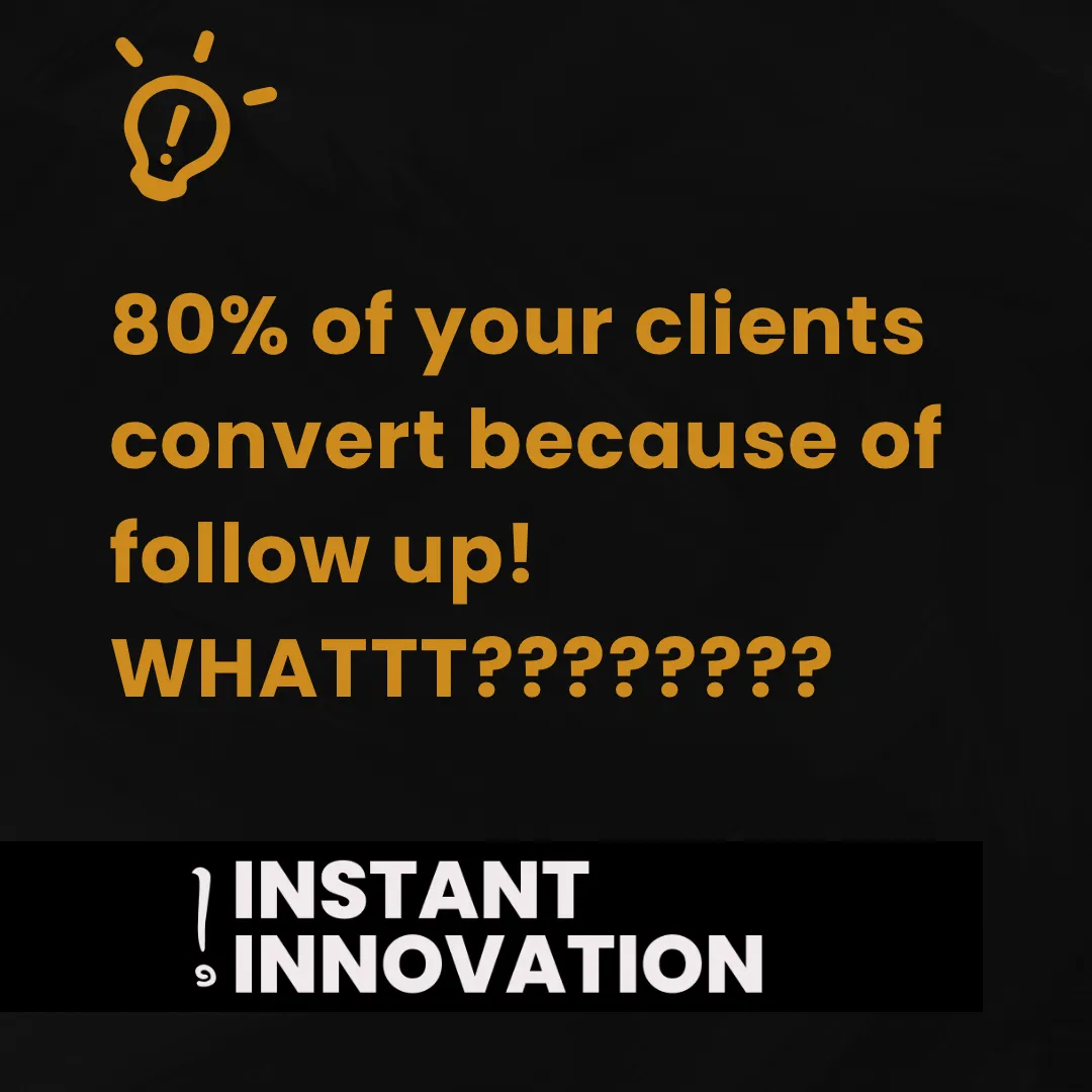 What????????   80% of your sales, profits, deals come from follow up!    

💹 If you’re feeling lost and lonely with no hope on how to get more work, or your film made and sold, most likely you need help with your follow up.   

💹  Who wants a great follow up mastery guide - write “rock on” in the comments below!   

#independentfilm #movieproducer #chatgptsales